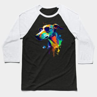 Colourful Cool Greyhound Dog with Sunglasses Baseball T-Shirt